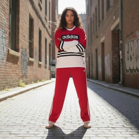 ❤️ NWT ADIDAS ORIGINAL JERSEY TOP AND PANTS MATCHING 3 STRIPE SET M 2 PC - Picture 4 of 8